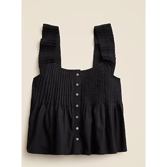 J Crew Pintuck Peplum Top XXS Black NWT Bloue Shirt CJ340 J.Crew Button Pleated - Picture 5 of 5
